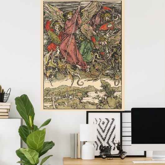 St. Michael Fighting the Dragon by Albrecht Dürer ポスター (ホームオフィス)
