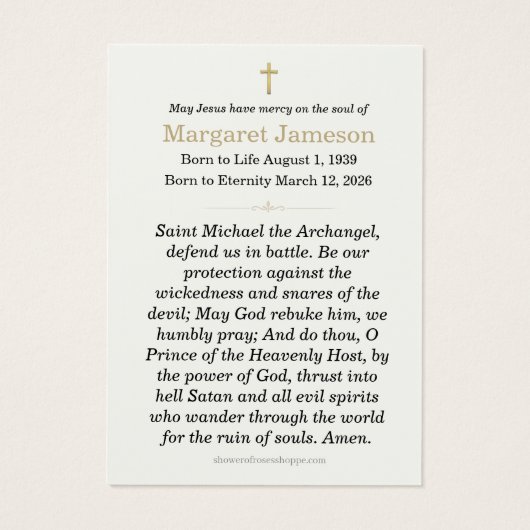 St. Michael Funeral Memorial Holy Prayer (裏面)