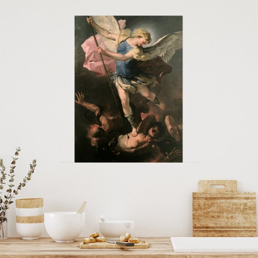 St. Michael, Luca Giordano (Fa Presto) ポスター (キッチン)