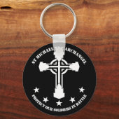 St Michael The Archangel – ホワイト・ステンシル キーホルダー (正面)