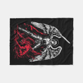 St Michael The Archangel Defeats Satan Catholic  フリースブランケット (正面(横))