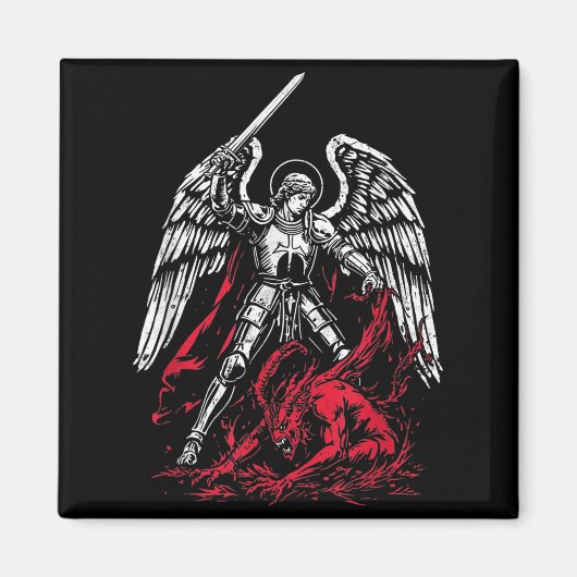 St Michael The Archangel Defeats Satan Catholic マグネット (正面)