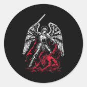 St Michael The Archangel Defeats Satan Catholic  ラウンドシール (正面)