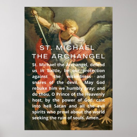 St. Michael the Archangel Prayer with White Text ポスター (正面)