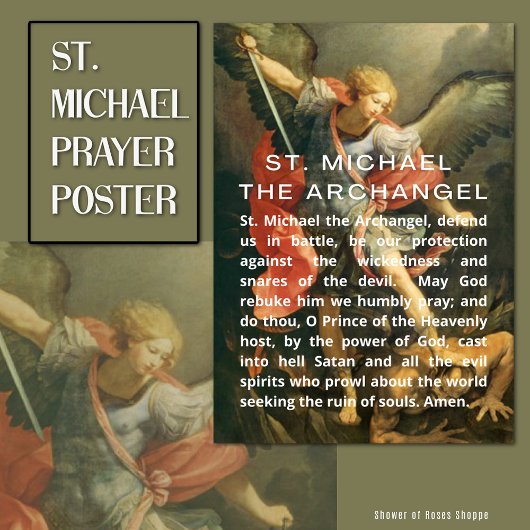 St. Michael the Archangel Prayer with White Text ポスター