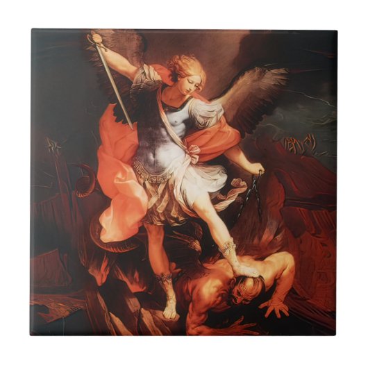St Michael The Archangel Saint Angel Red Reni  タイル (正面)