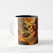 St. Michael the Archangel Slays Satan two-tone Mug ツートーンマグカップ (正面左)