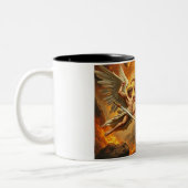 St. Michael the Archangel Slays Satan two-tone Mug ツートーンマグカップ (左)