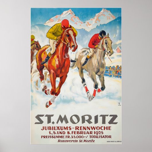 St Moritz Jubiläums-Rennwoche 1925 Switzerland ポスター (正面)