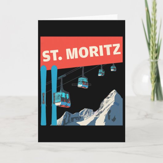 St. Moritz Skiing - Retro St. Moritz Ski  カード (正面)