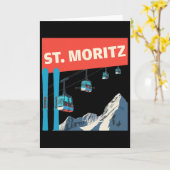 St. Moritz Skiing - Retro St. Moritz Ski  カード (黄色い花)