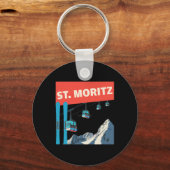 St. Moritz Skiing - Retro St. Moritz Ski  キーホルダー (正面)