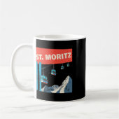 St. Moritz Skiing - Retro St. Moritz Ski  コーヒーマグカップ (左)