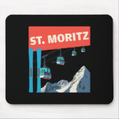 St. Moritz Skiing - Retro St. Moritz Ski  マウスパッド (正面)