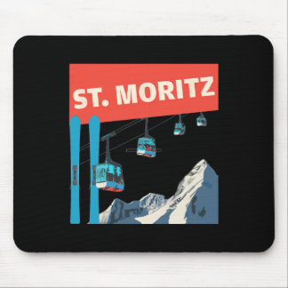 St. Moritz Skiing - Retro St. Moritz Ski  マウスパッド
