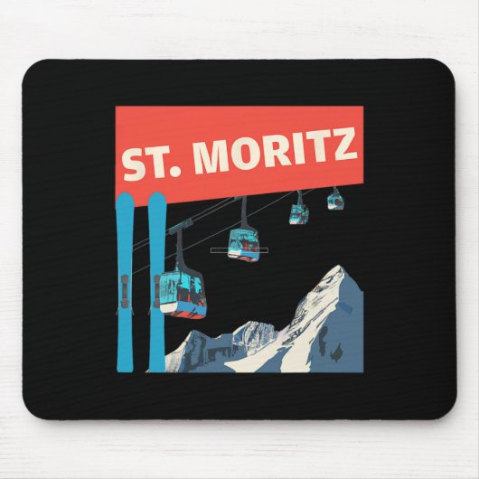 St. Moritz Skiing - Retro St. Moritz Ski  マウスパッド (正面)
