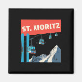 St. Moritz Skiing - Retro St. Moritz Ski  マグネット (正面)