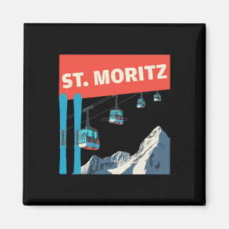 St. Moritz Skiing - Retro St. Moritz Ski  マグネット