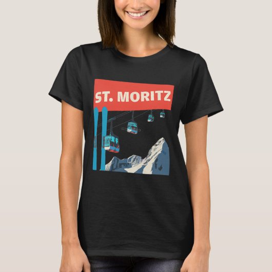 St. Moritz Skiing - Retro St. Moritz Ski  Tシャツ (正面)