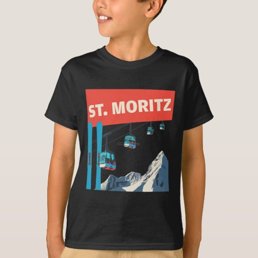 St. Moritz Skiing - Retro St. Moritz Ski  Tシャツ (正面)