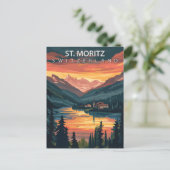 St. Moritz Switzerland Travel Alpine Winter ポストカード (スタンド正面)