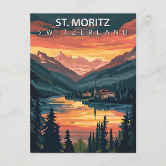 St. Moritz Switzerland Travel Alpine Winter ポストカード (正面)