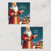 St. Nicholas Day Smiles and Warm Wishes スクエア名刺 (正面/裏面)