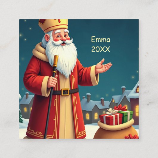 St. Nicholas Day Smiles and Warm Wishes スクエア名刺 (裏面)