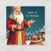St. Nicholas Day Smiles and Warm Wishes スクエア名刺 (正面)