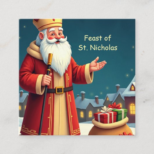 St. Nicholas Day Smiles and Warm Wishes スクエア名刺 (正面)