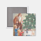 St. Nicholas in Brown suit with Childrenヴィンテージ マグネット (正面/裏面)