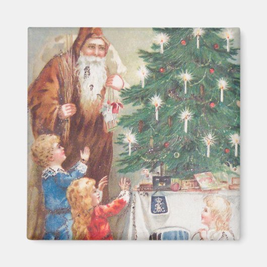 St. Nicholas in Brown suit with Childrenヴィンテージ マグネット (正面)