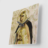 “St Olga” by Mikhail Nesterov スクエア壁時計 (傾斜)