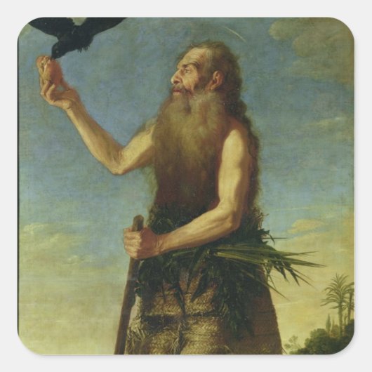 St. Onuphrius (キャンバス上の油) スクエアシール (正面)