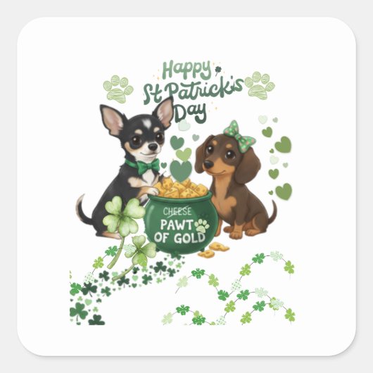 St Paddy's day "Pawt of Gold "   スクエアシール (正面)