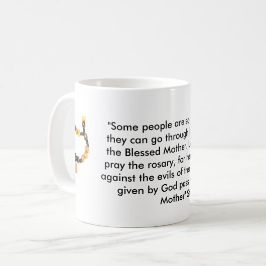 St. Padre PIOの単語の木の数珠 コーヒーマグカップ (正面左)