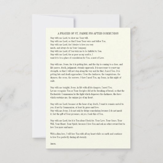 St. Padre Pio Prayer after Holy Communion   出欠カード (裏面)