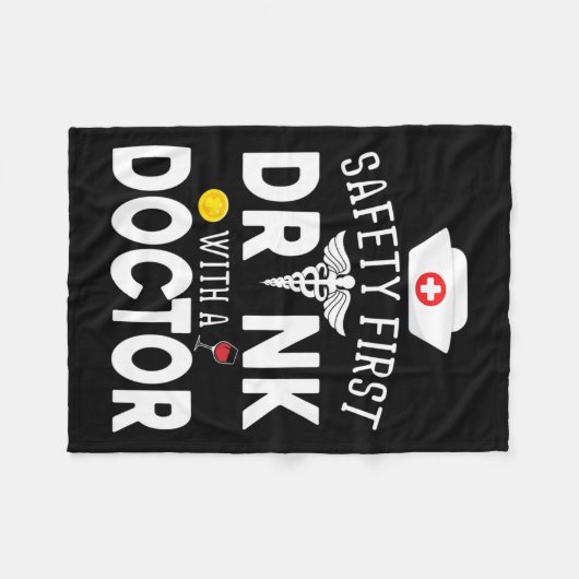 St Patで医師とワインを飲む際の安全性 フリースブランケット (正面(横))