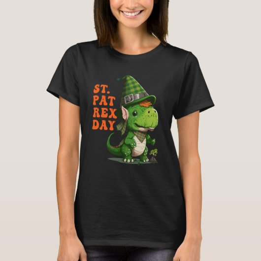 St Pat Rex Day Happy St Patricks Day Rex Leprechau Tシャツ (正面)