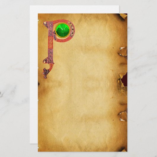 ST PATRICKの日SHAMROCKとCELTIC Pモノグラム 便箋 (正面/裏面)