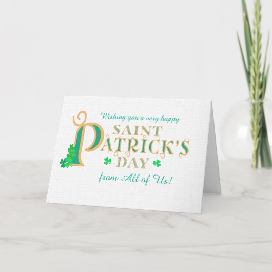 St PatrickのAll Us Shamrocksからの挨拶 カード (正面)