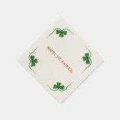 ST PATRICKのDAYパーティーシャムロックホワイトグリーン スタンダードカクテルナプキン (角)