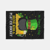 St Patrick#39;s Day Drink Beer 遊 Ice Hockeyおもしろい フリースブランケット (正面(横))