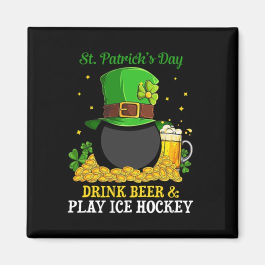 St Patrick#39;s Day Drink Beer 遊 Ice Hockeyおもしろい マグネット (正面)