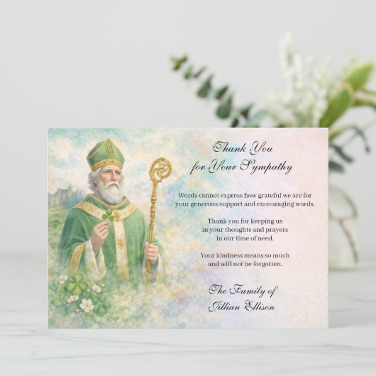 St. Patrick Catholic Irish Celtic Cross Condolence サンキューカード (スタンド正面)