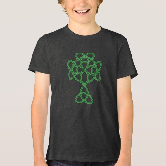 St. Patrick Celtic Cross | Trinity Knot & Quote トライブレンドＴシャツ (正面)