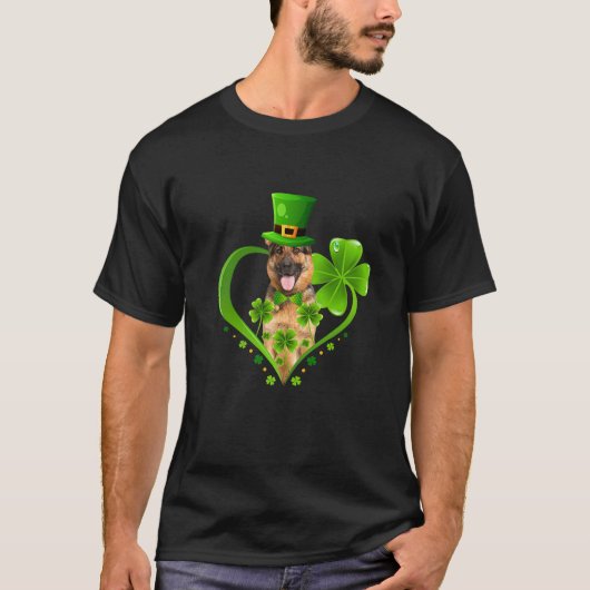 St. Patrick Cute Leprechaun German Shepherd Dog Sh Tシャツ (正面)