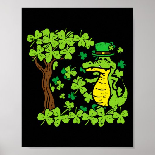 St Patrick Day Alligator Shamrock Saint Pattys Men ポスター (正面)