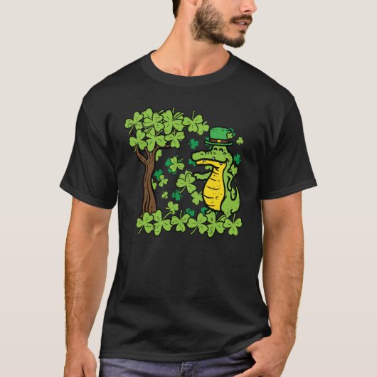 St Patrick Day Alligator Shamrock Saint Pattys Men Tシャツ (正面)