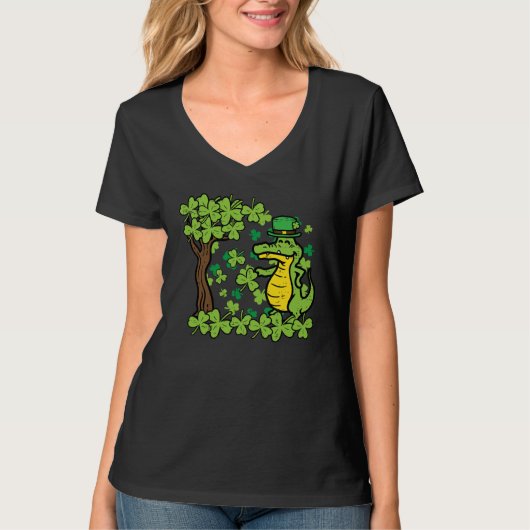 St Patrick Day Alligator Shamrock Saint Pattys Men Tシャツ (正面)